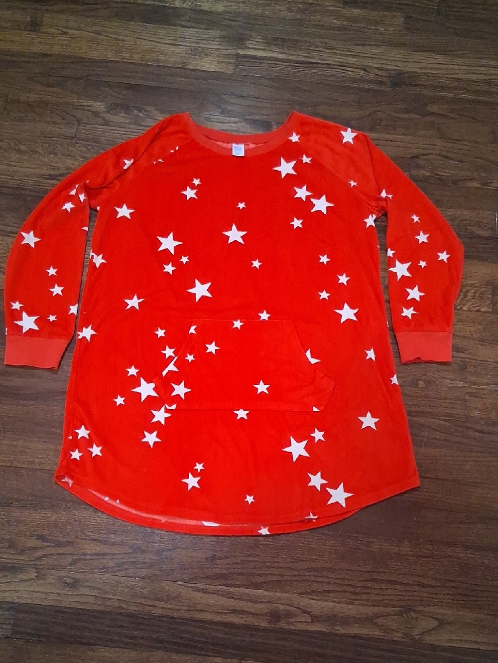 Red Star Print Long Sleeve Pijama Tunic
